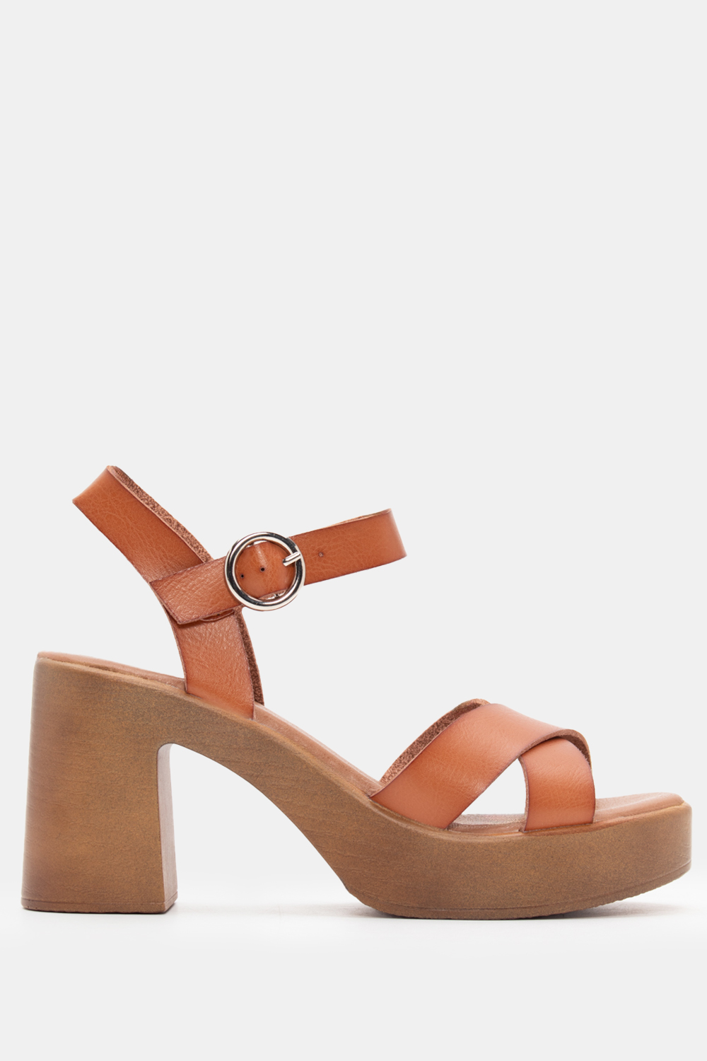 Clogs με Χιαστί Λουριά - Κάμελ