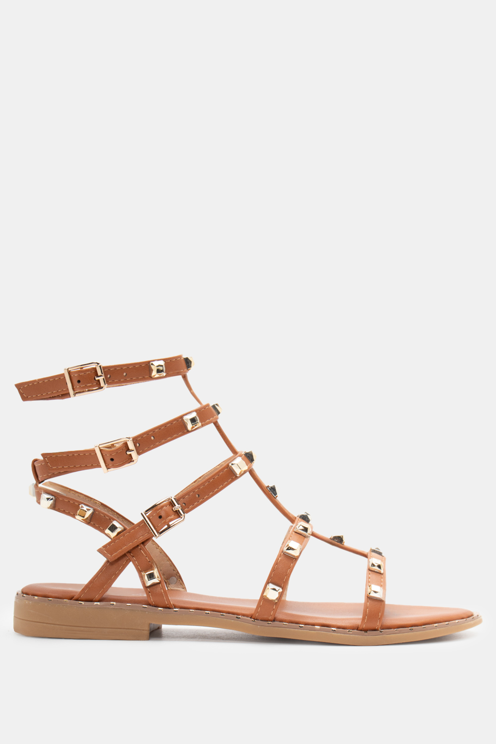 Flat Σανδάλια Gladiator με Τρουκς - Κάμελ