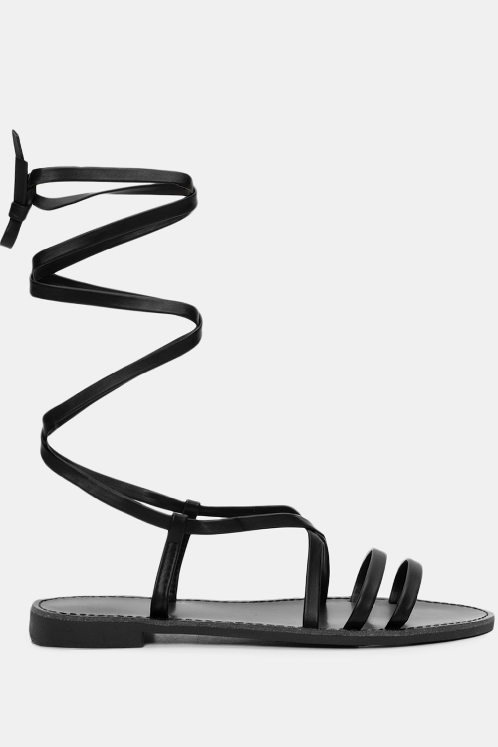 Flat Σανδάλια Lace Up - Μαύρο