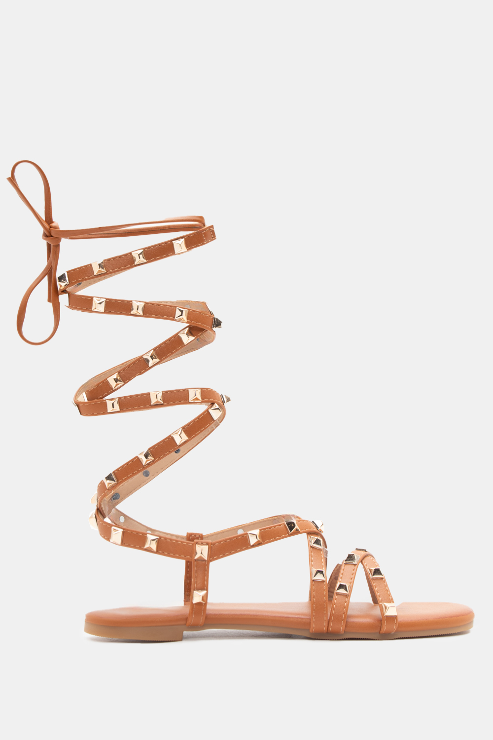 Flat Σανδάλια Lace Up με Τρουκς - Κάμελ