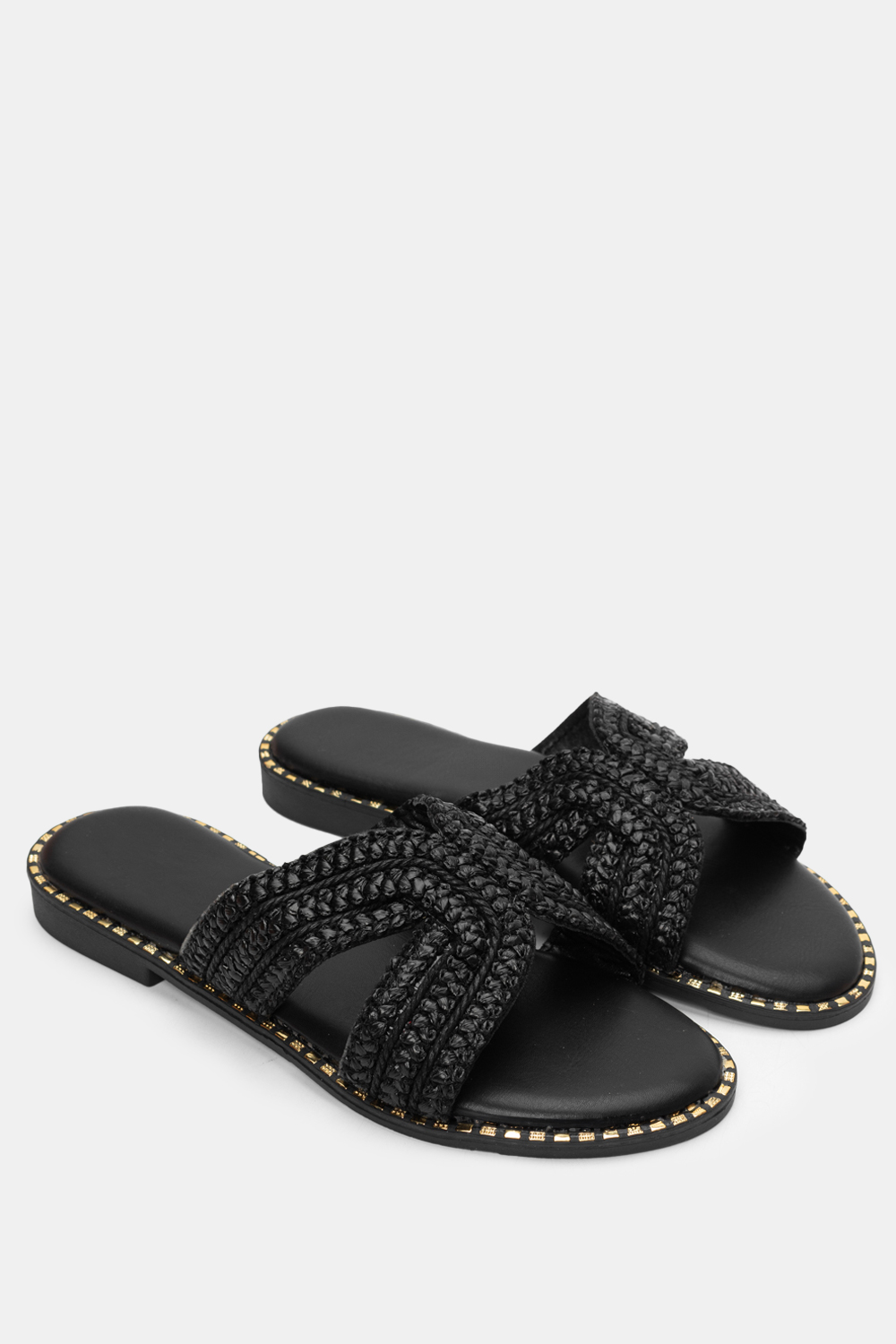 Flat Σανδάλια με Ανοίγματα Στο Πλάι - Μαύρο