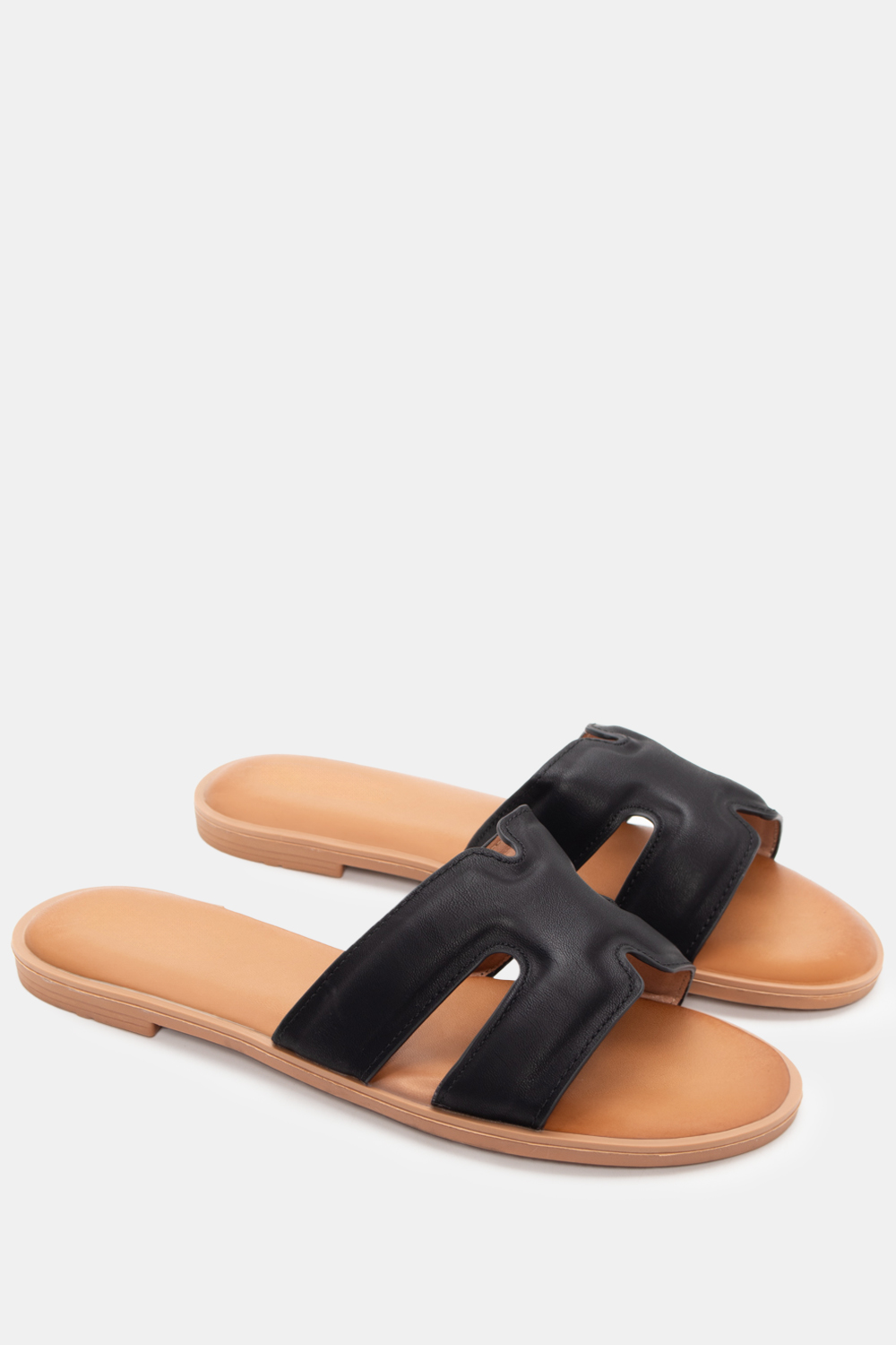 Flat Σανδάλια με Ανοίγματα στο Πλάι - Μαύρο