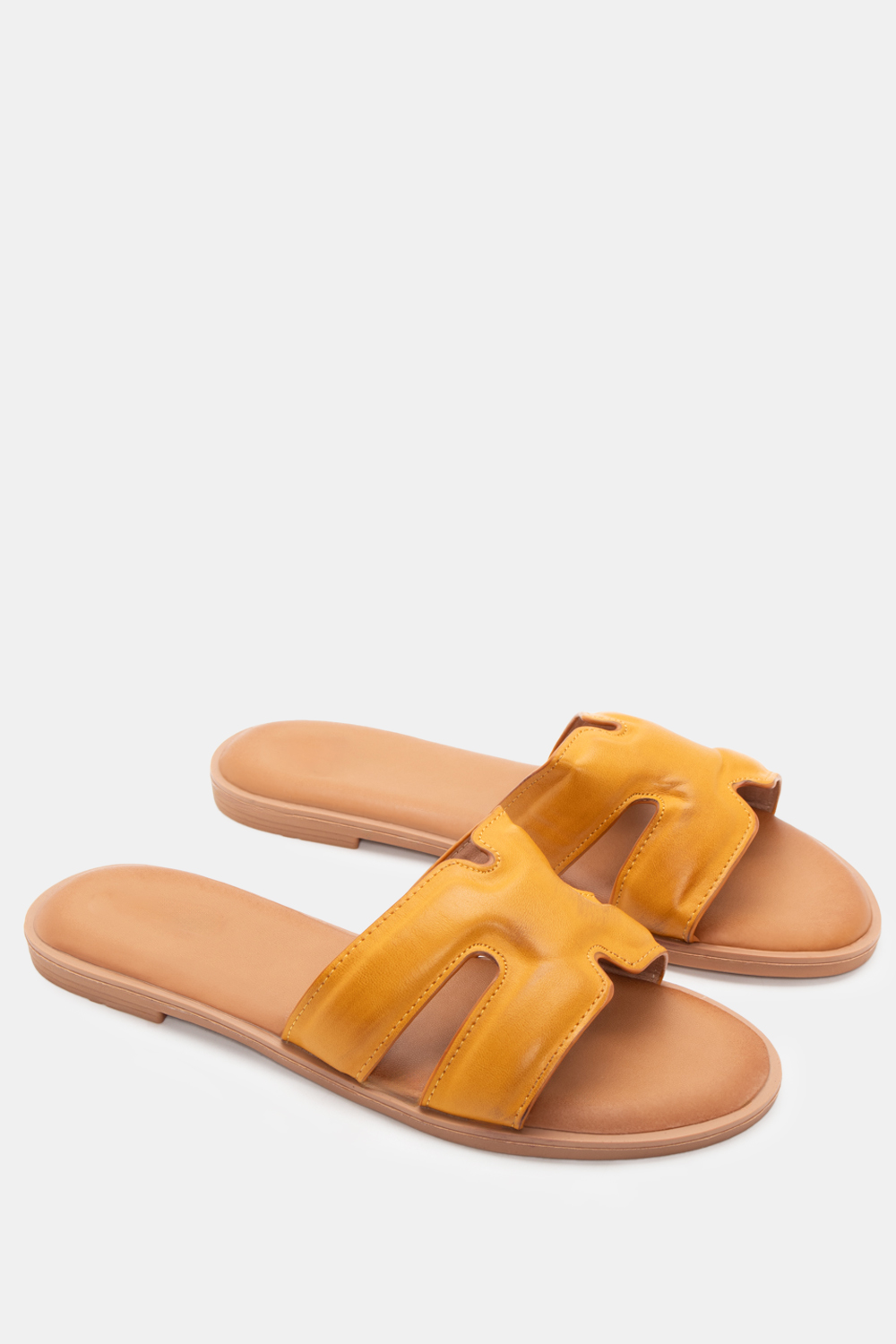 Flat Σανδάλια με Ανοίγματα στο Πλάι - Κίτρινο