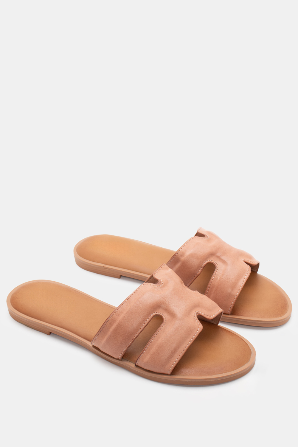 Flat Σανδάλια με Ανοίγματα στο Πλάι - Nude