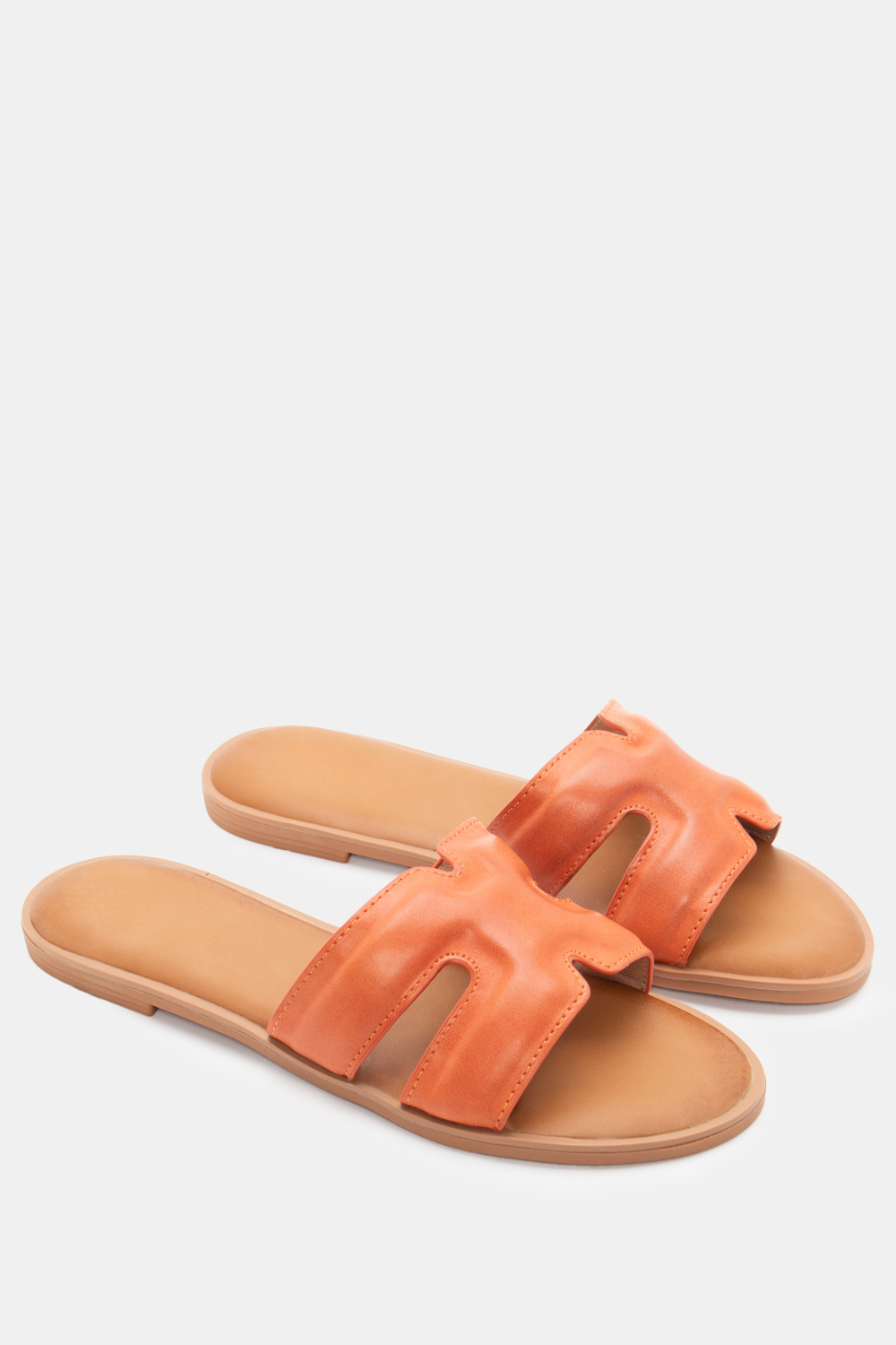 Flat Σανδάλια με Ανοίγματα στο Πλάι - Πορτοκαλί