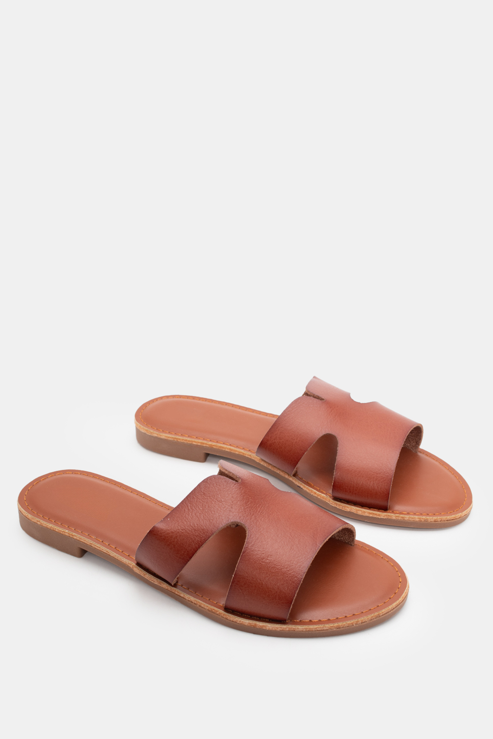 Flat Σανδάλια με Ανοίγματα στο Πλάι - Κάμελ