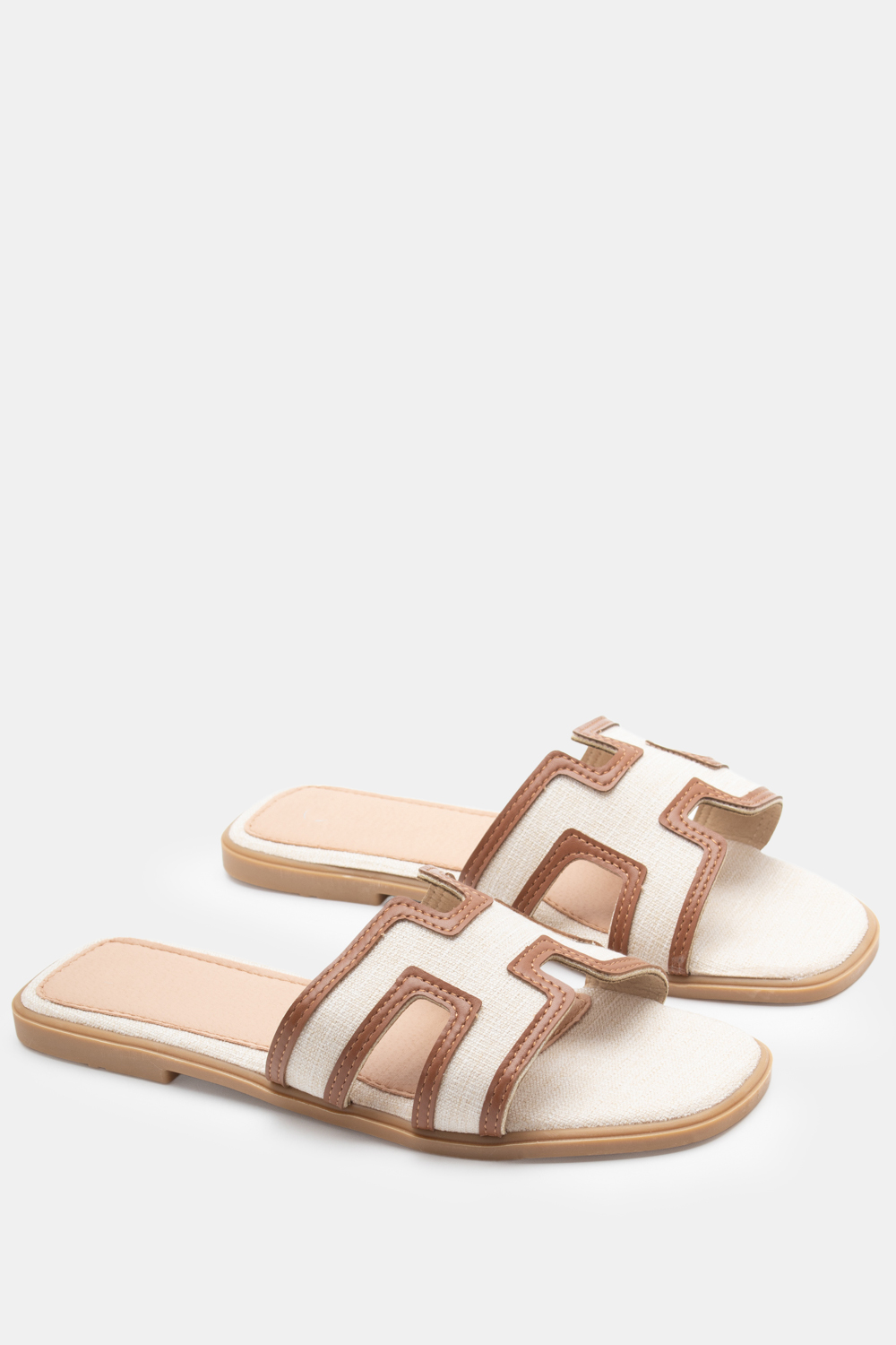 Flat Σανδάλια με Ανοίγματα Στο Πλάι - Καφέ