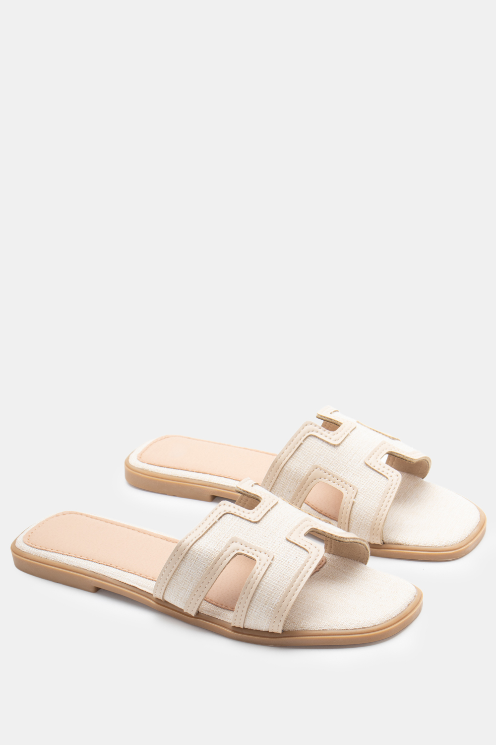 Flat Σανδάλια με Ανοίγματα Στο Πλάι - Μπεζ