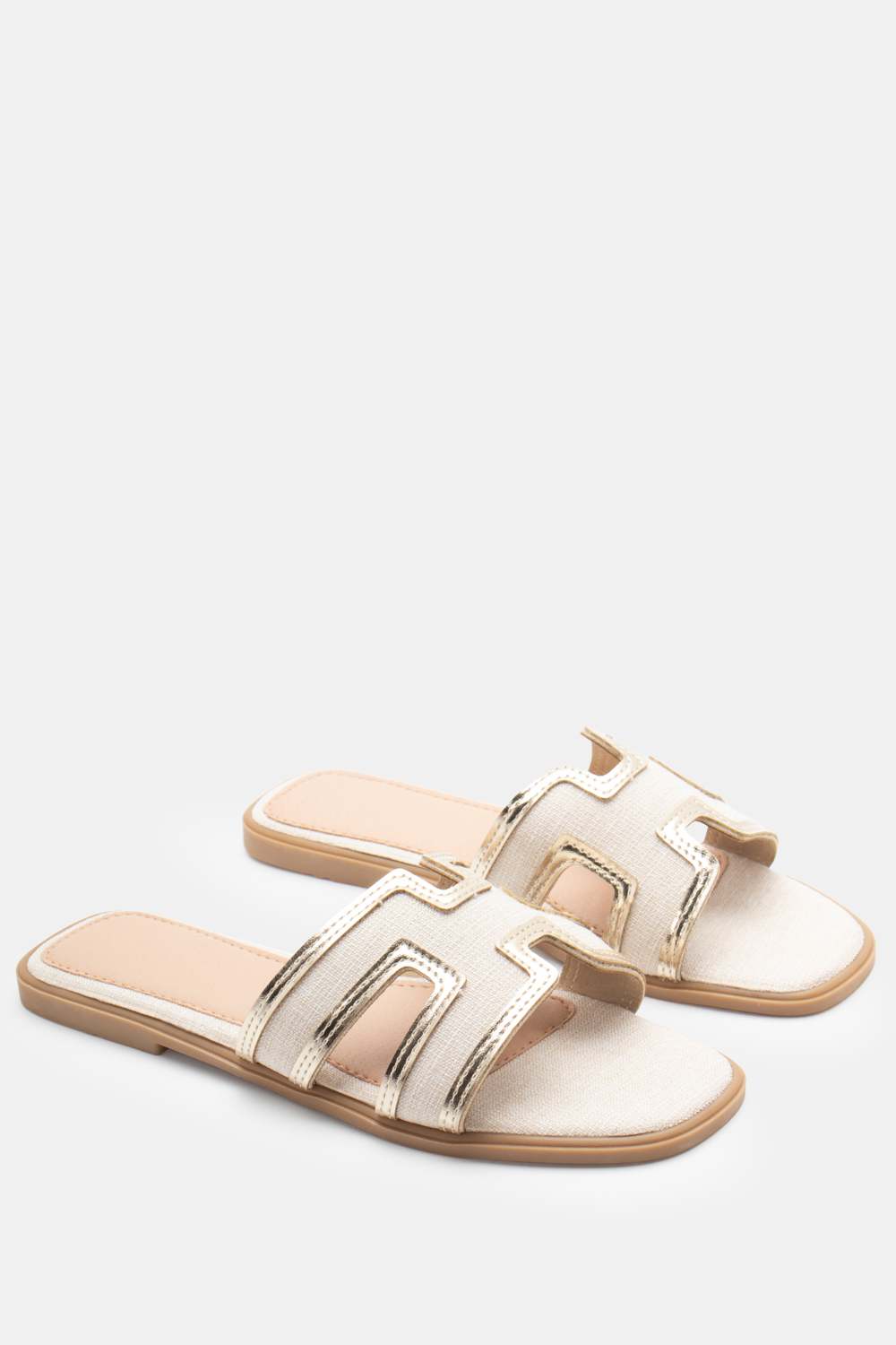 Flat Σανδάλια με Ανοίγματα Στο Πλάι - Χρυσό