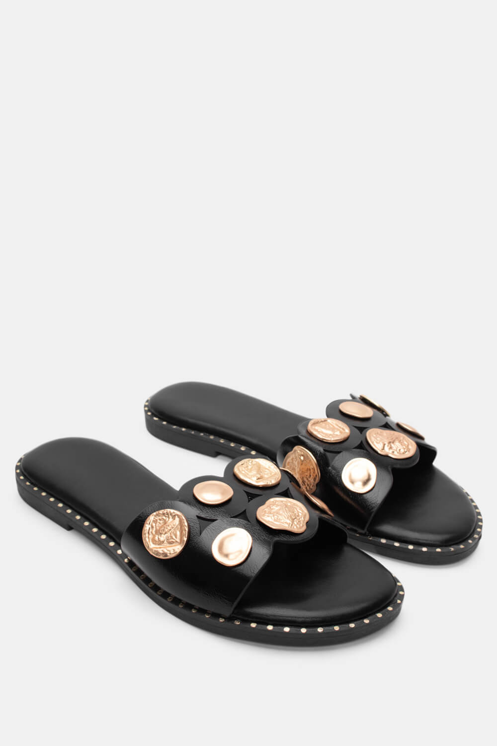Flat Σανδάλια με Διακοσμητικά - Μαύρο