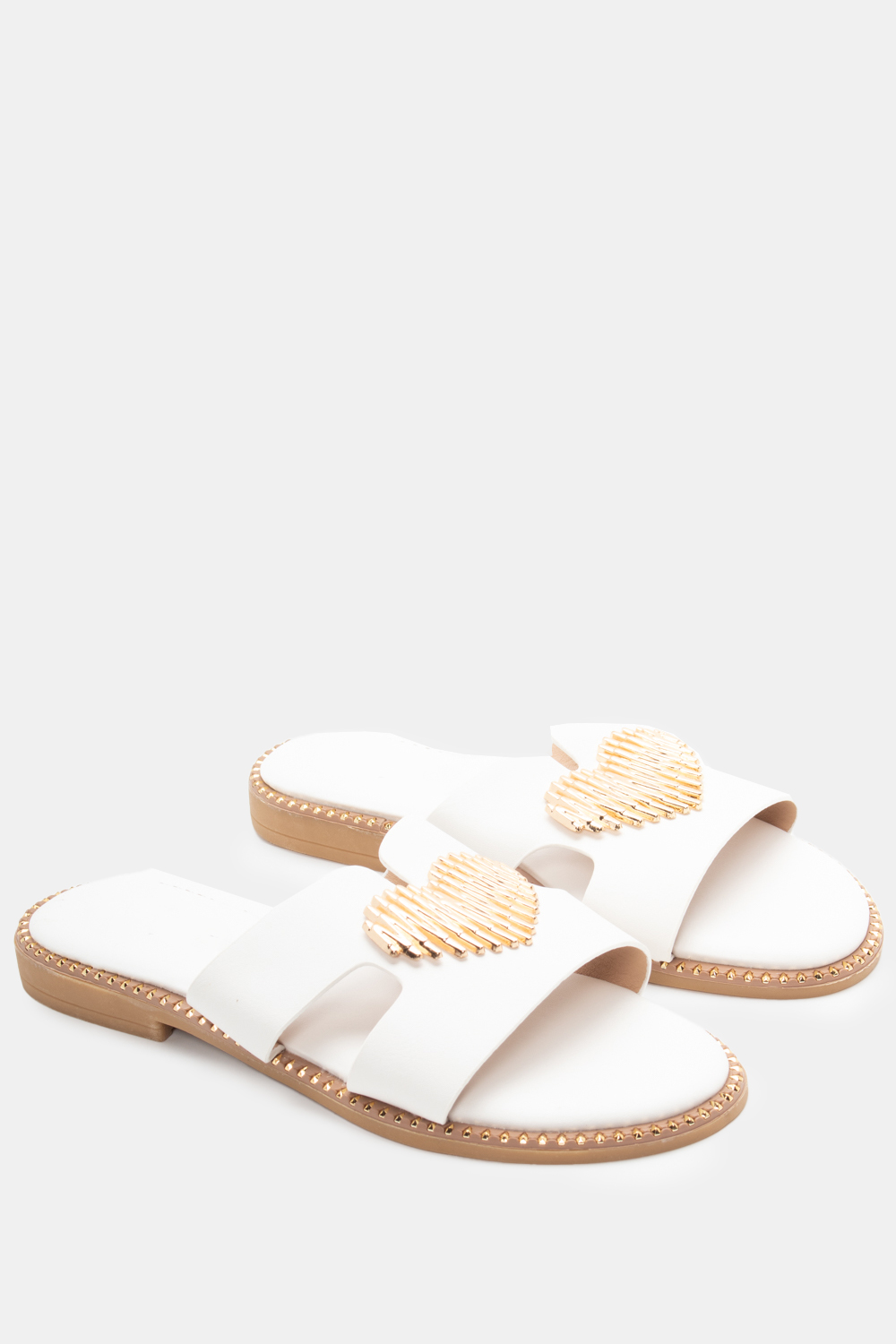Flat Σανδάλια με Διακοσμητική Καρδία - Λευκό