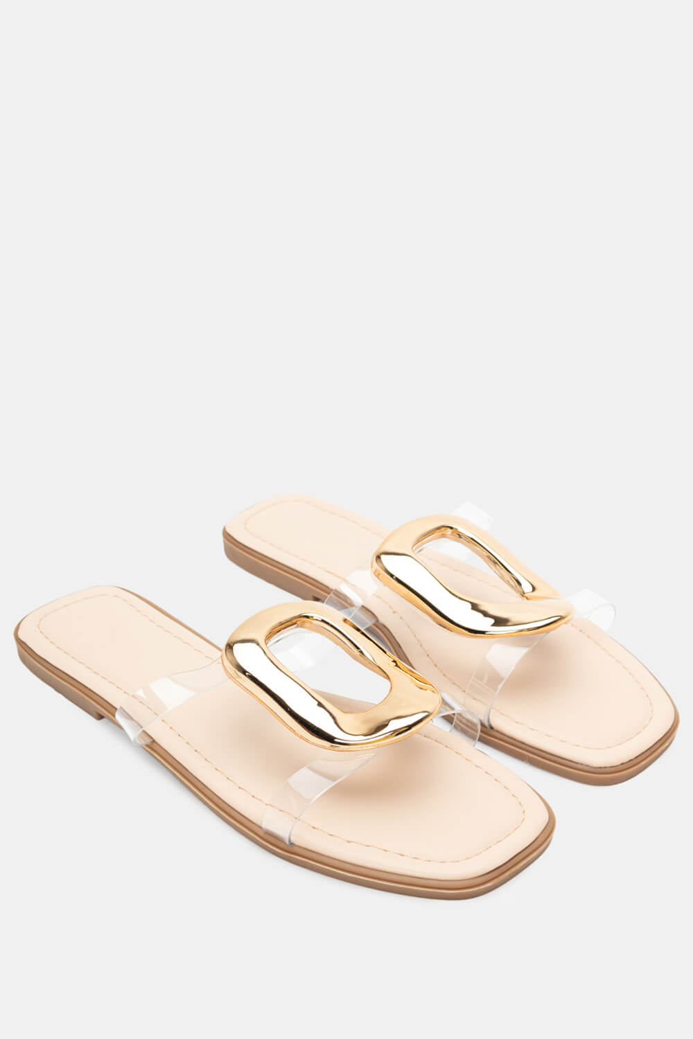 Flat Σανδάλια με Διακοσμητική Τόκα - Nude