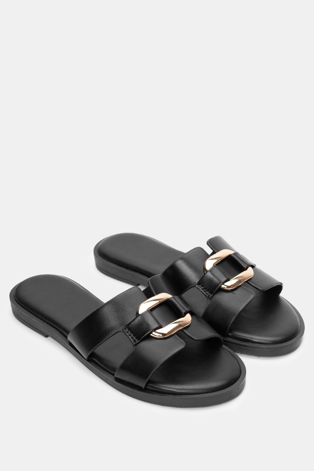 Flat Σανδάλια με Διακοσμητική Τόκα - Μαύρο