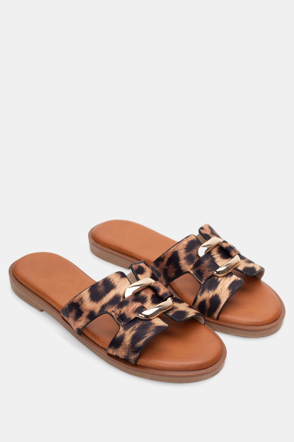 Flat Σανδάλια με Διακοσμητική Τόκα - Animal Print