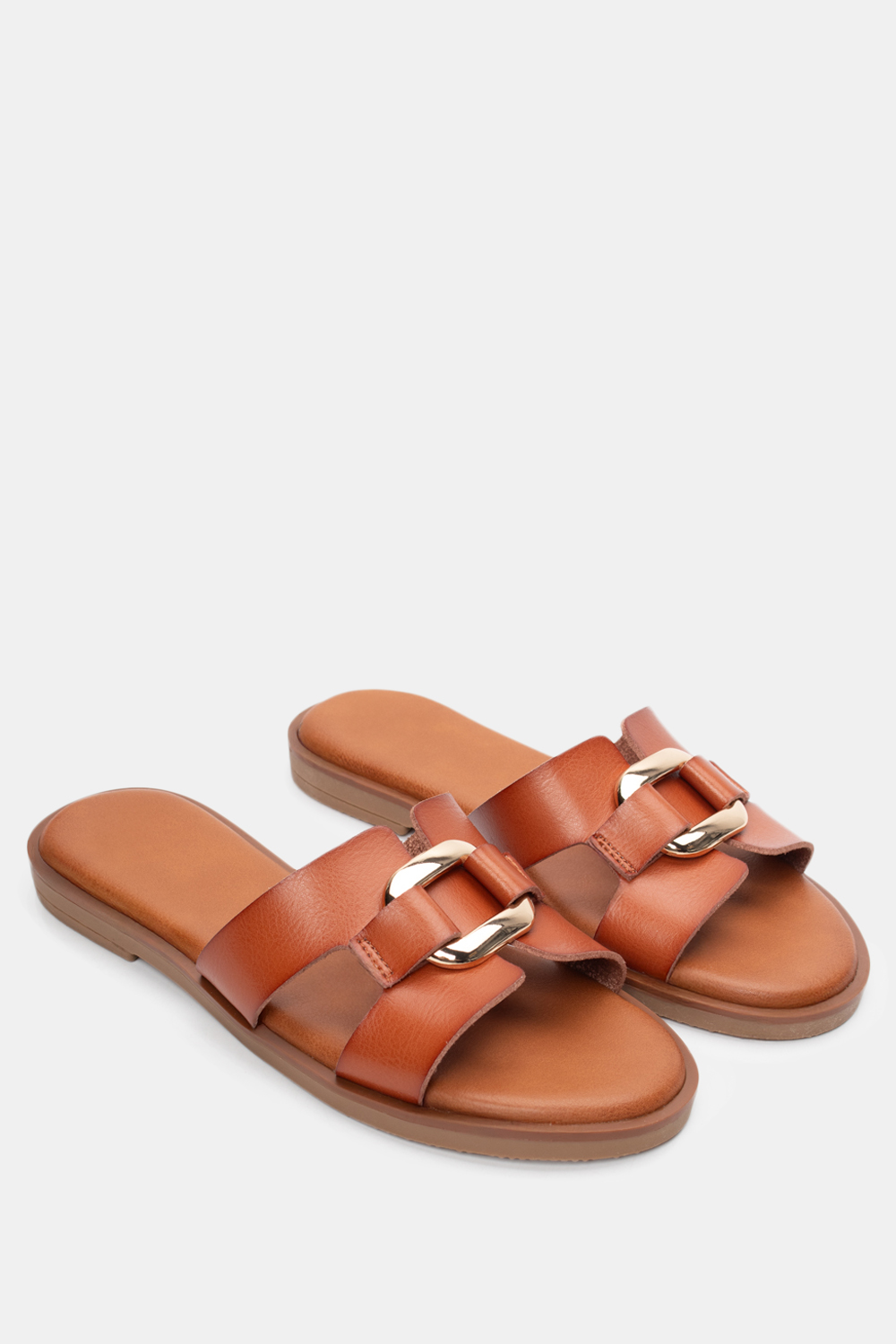 Flat Σανδάλια με Διακοσμητική Τόκα - Κάμελ