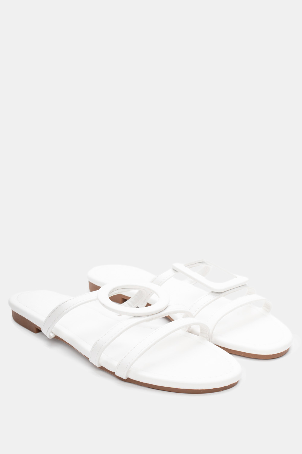 Flat Σανδάλια με Διακοσμητική Τόκα - Λευκό