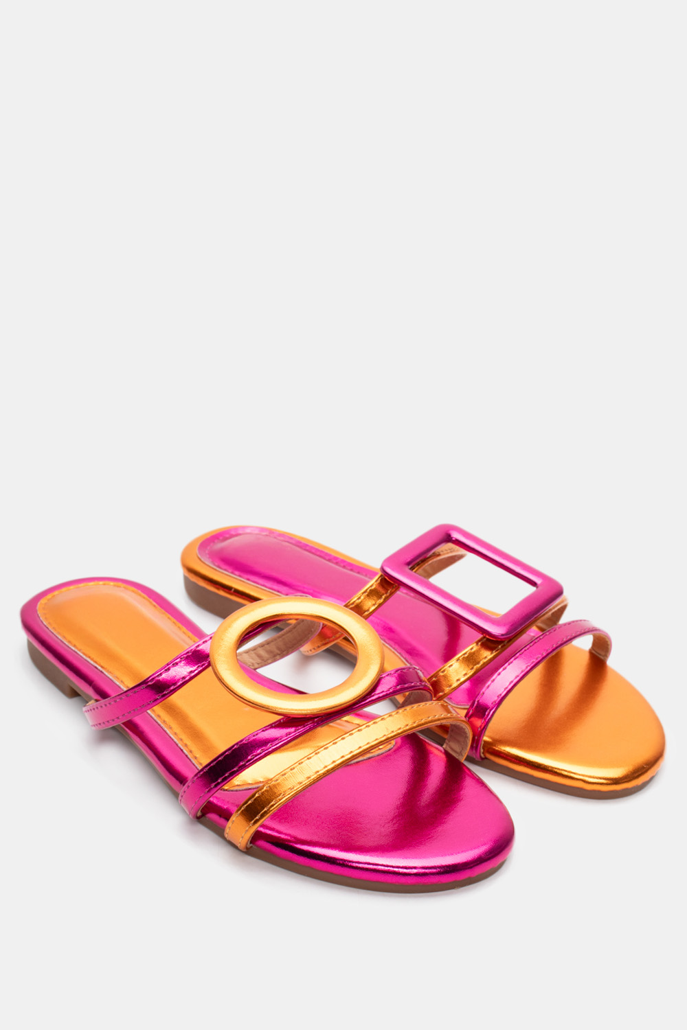 Flat Σανδάλια με Διακοσμητική Τόκα - Φούξια