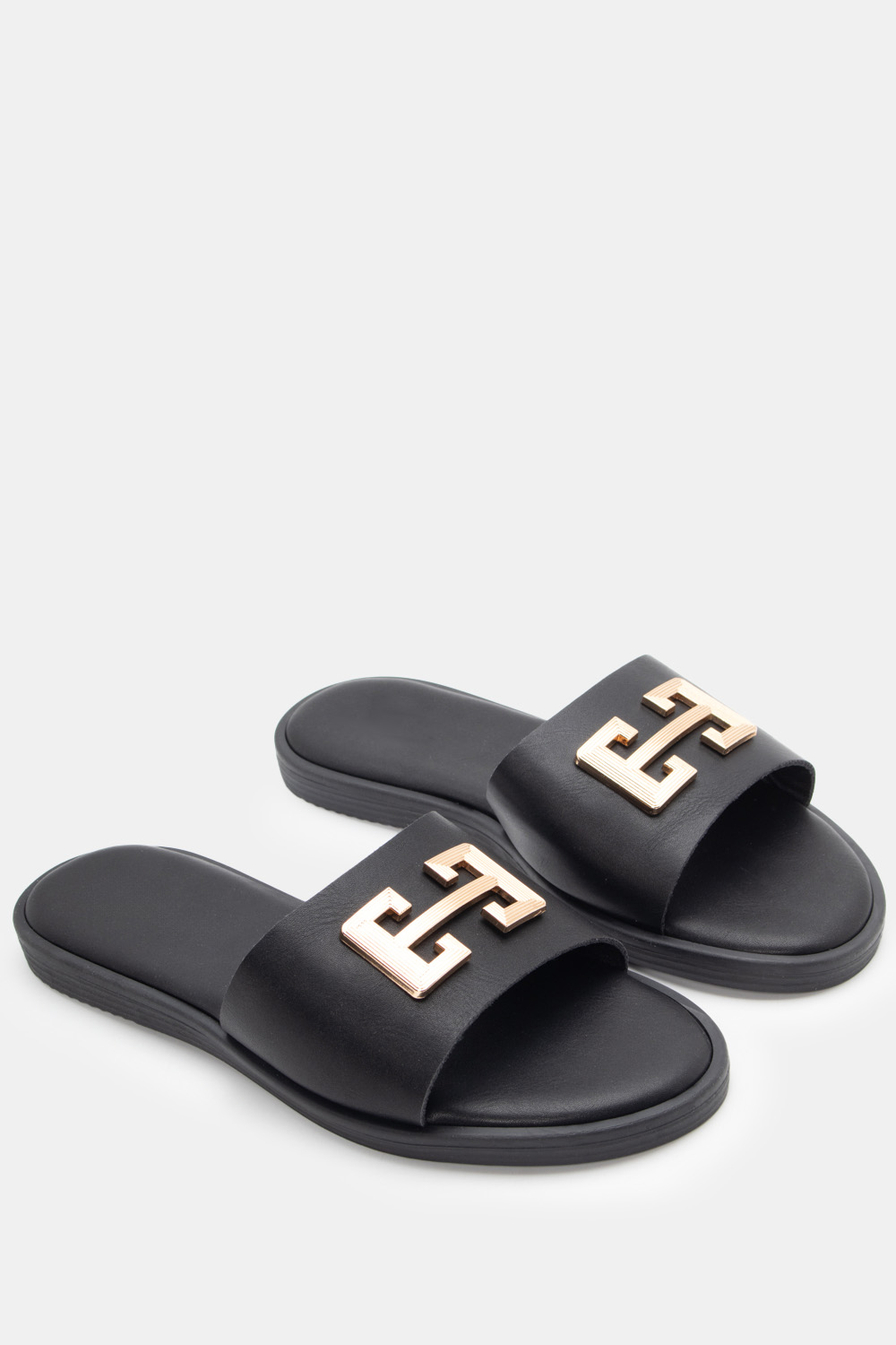 Flat Σανδάλια με Διακοσμητική Τόκα - Μαύρο