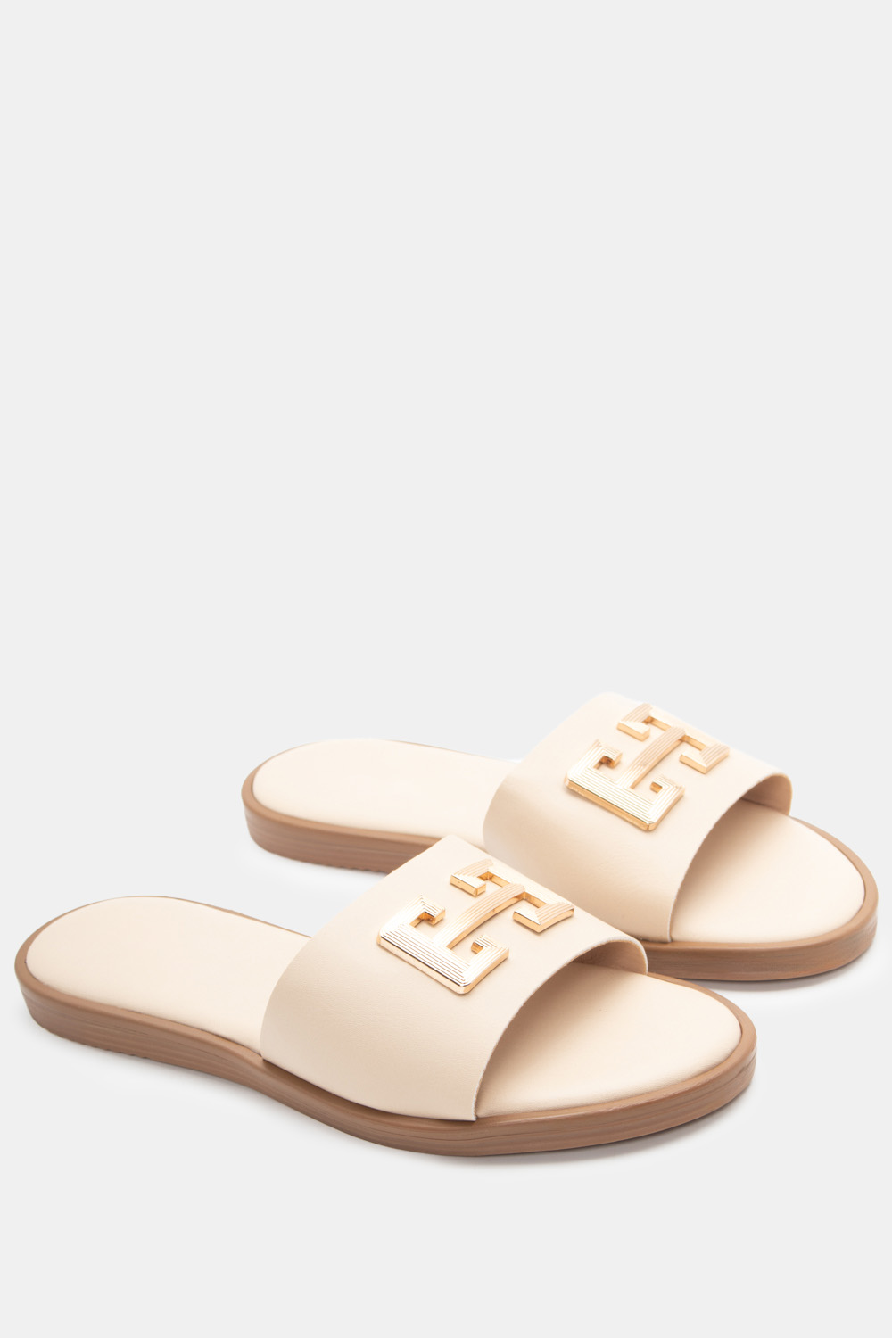 Flat Σανδάλια με Διακοσμητική Τόκα - Μπεζ