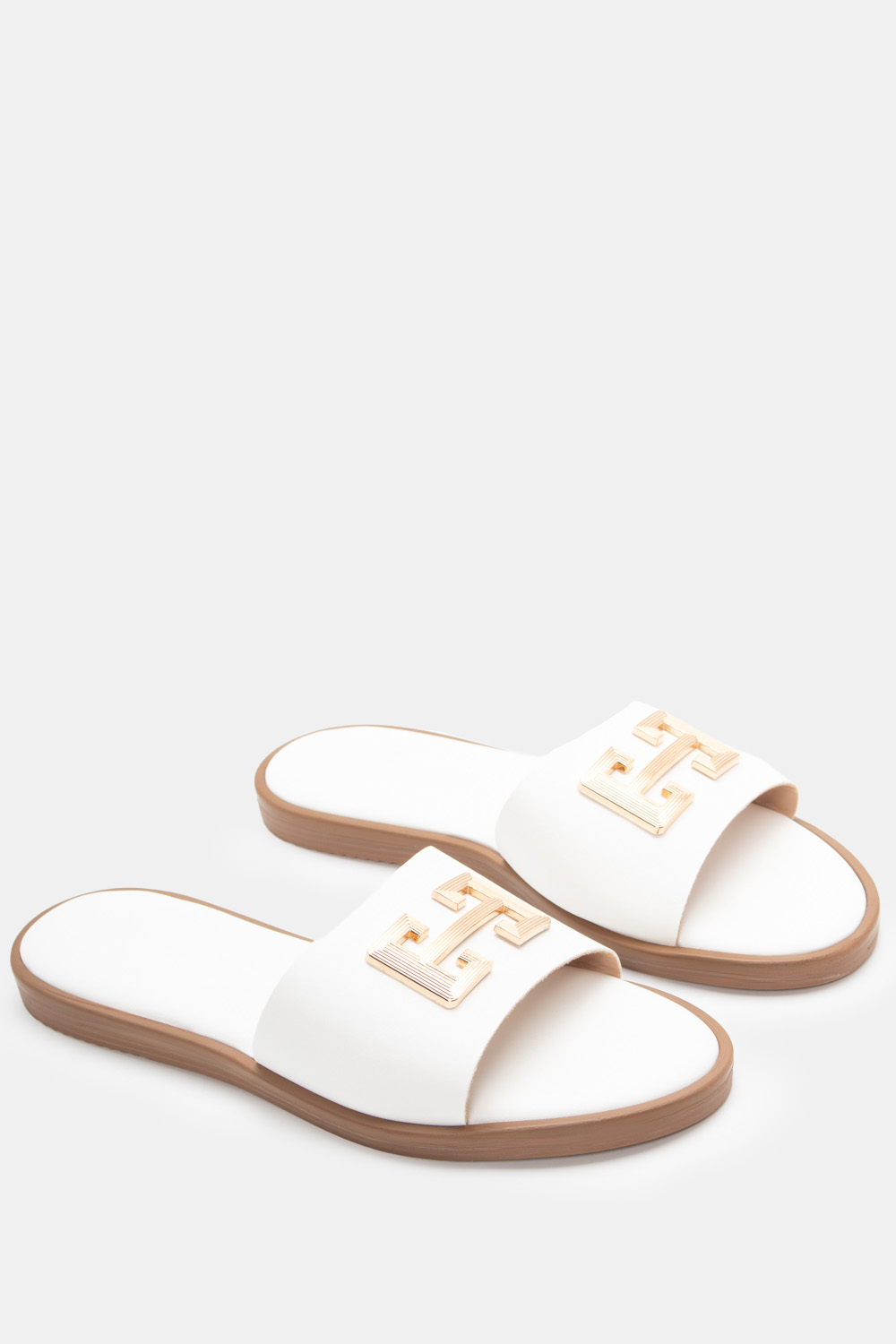 Flat Σανδάλια με Διακοσμητική Τόκα - Λευκό