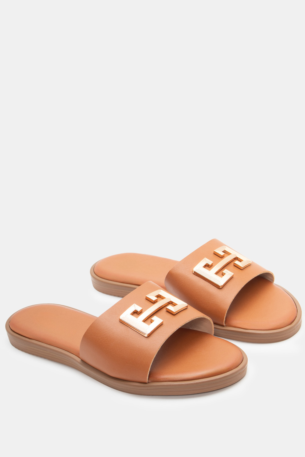 Flat Σανδάλια με Διακοσμητική Τόκα - Κάμελ