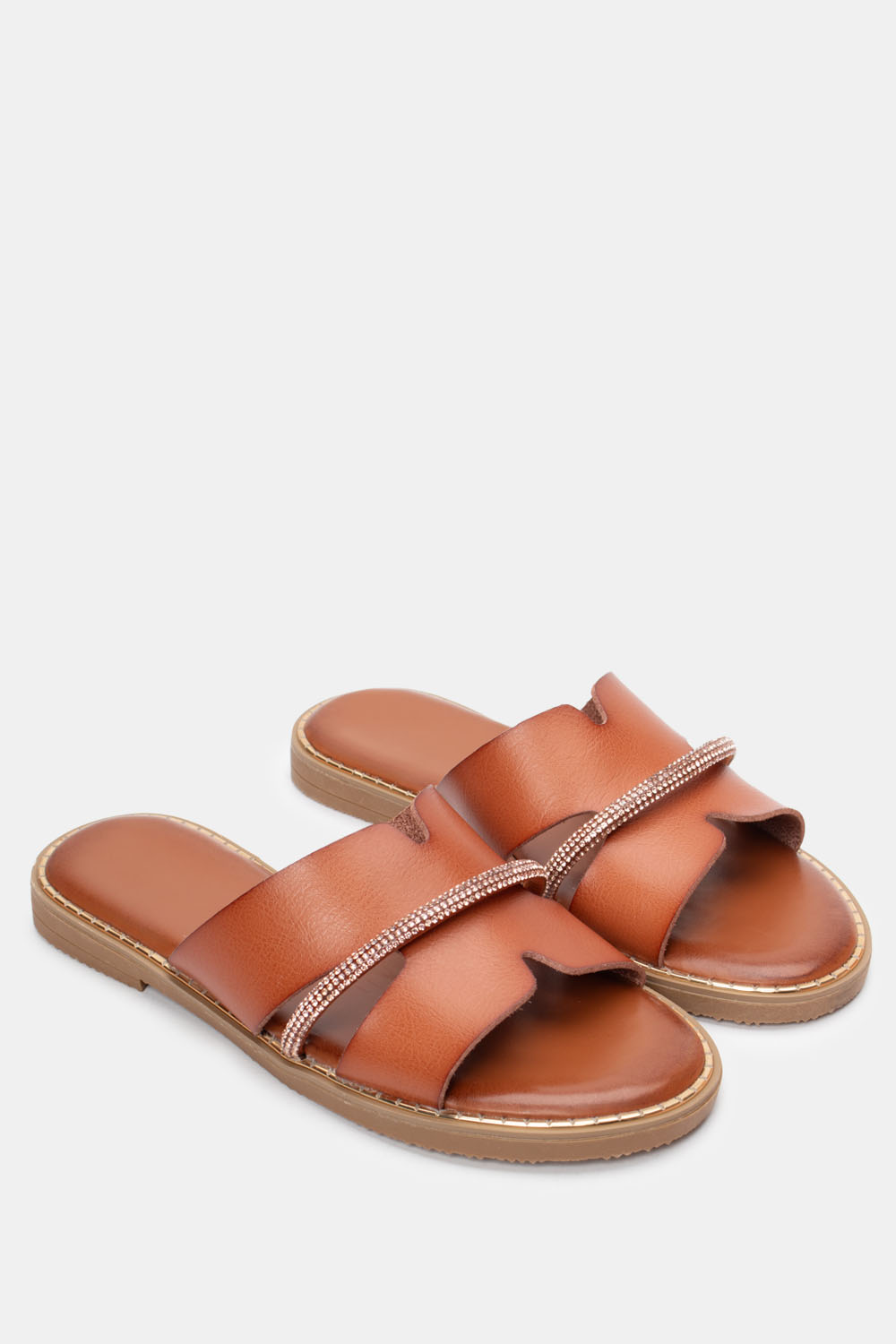 Flat Σανδάλια με Διακοσμητικό Λουράκι Από Strass - Κάμε