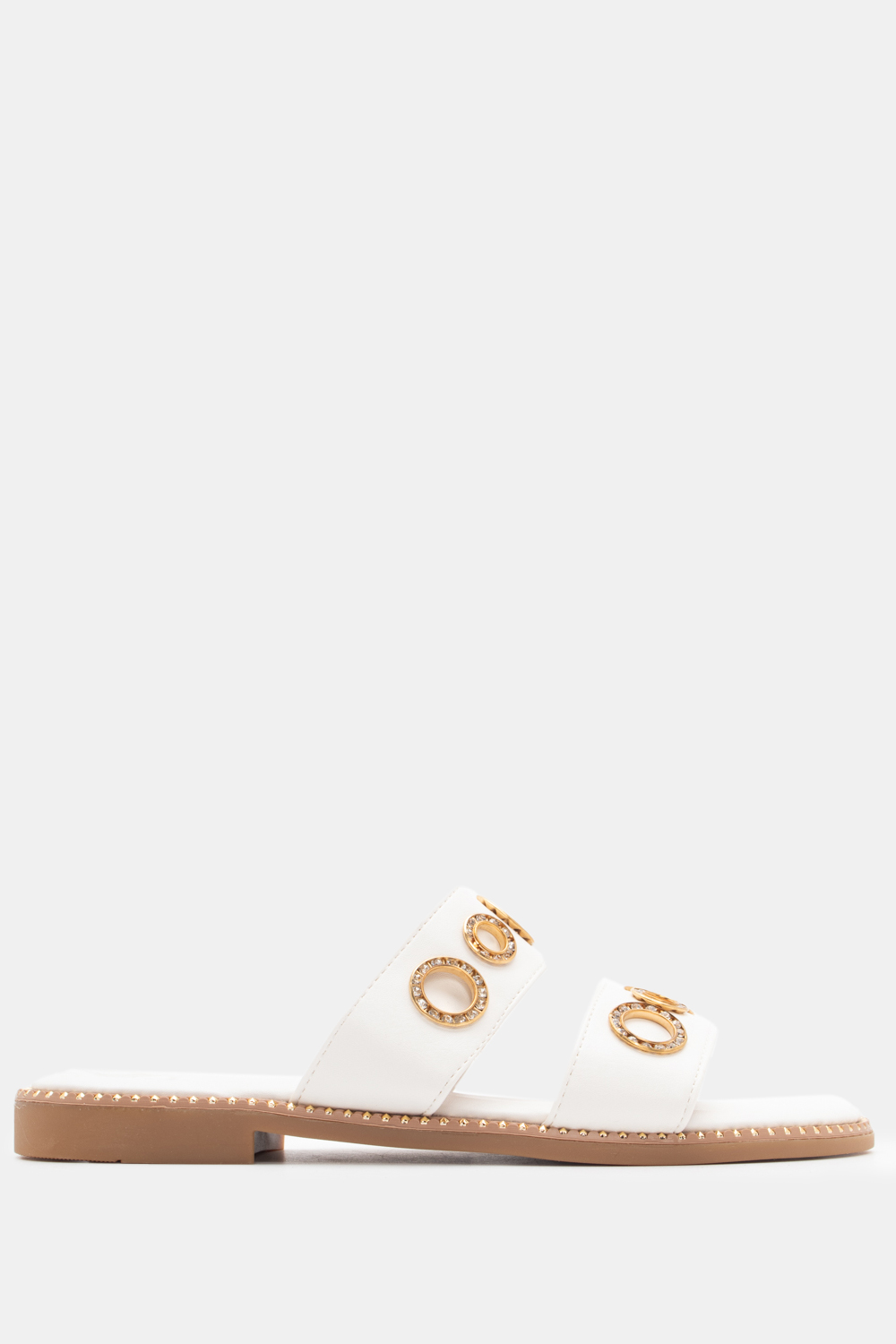 Flat Σανδάλια με Διακοσμητικούς Κρίκους Από Strass - Λε