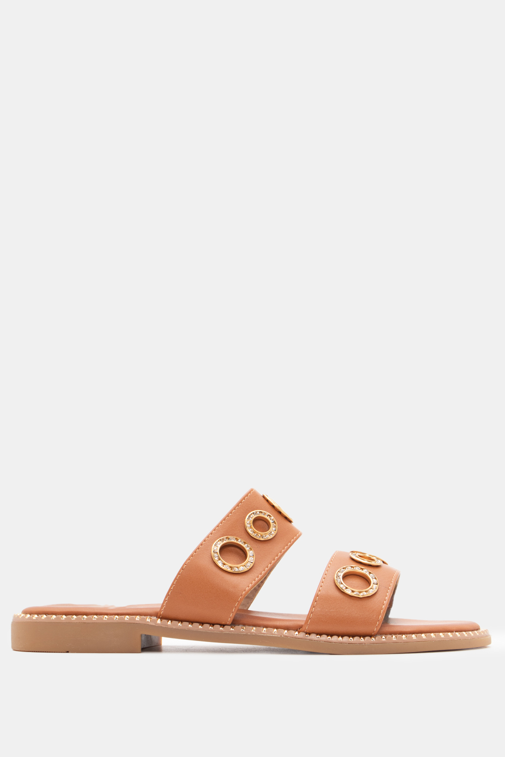 Flat Σανδάλια με Διακοσμητικούς Κρίκους Από Strass - Κά