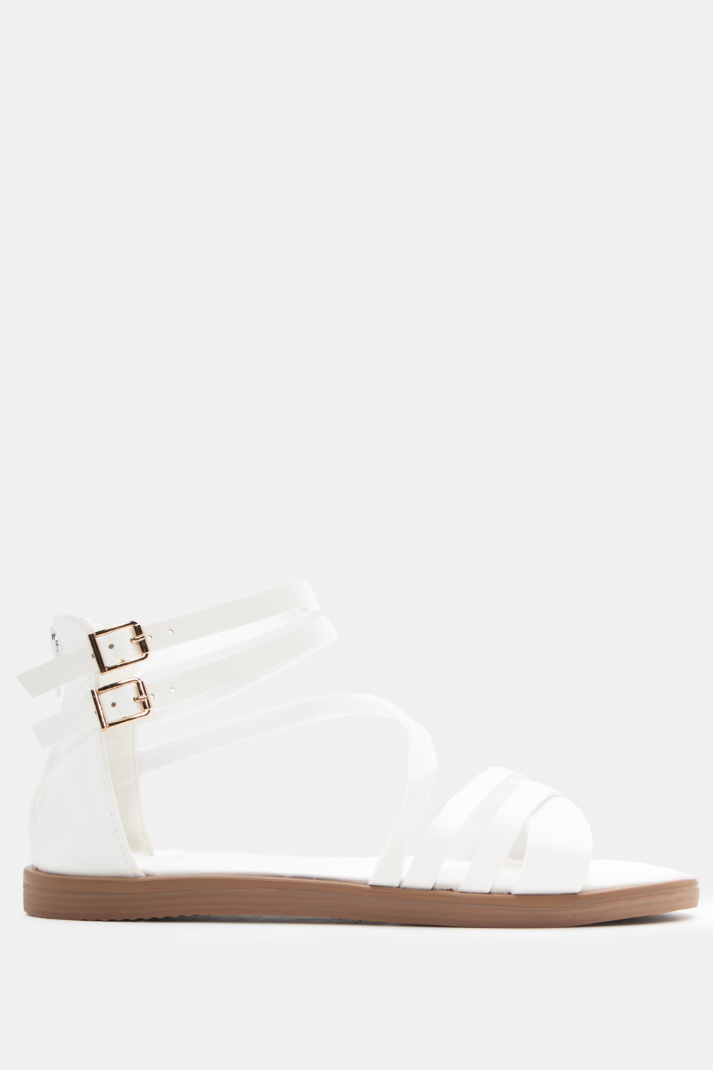 Flat Σανδάλια με Φερμουάρ - Λευκό