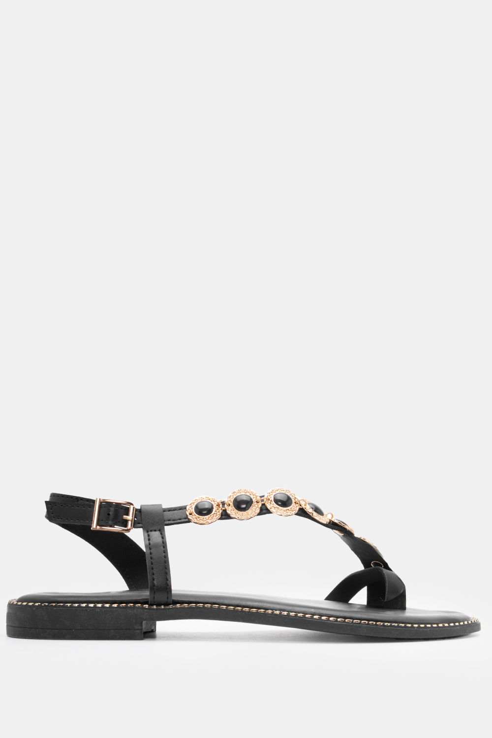 Flat Σανδάλια με Λοξό Λουράκι & Μεταλλική Λεπτομέρεια -