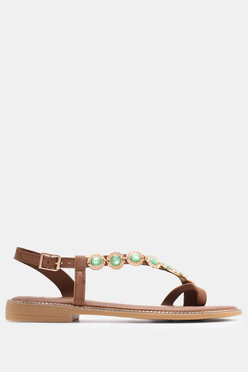 Flat Σανδάλια με Λοξό Λουράκι & Μεταλλική Λεπτομέρεια -