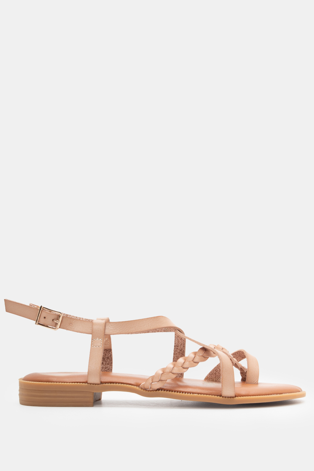 Flat Σανδάλια με Λουράκι Πλεξούδα - Μπεζ