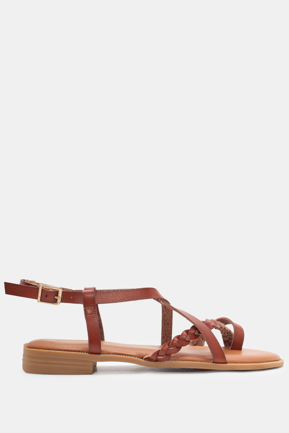 Flat Σανδάλια με Λουράκι Πλεξούδα - Κάμελ