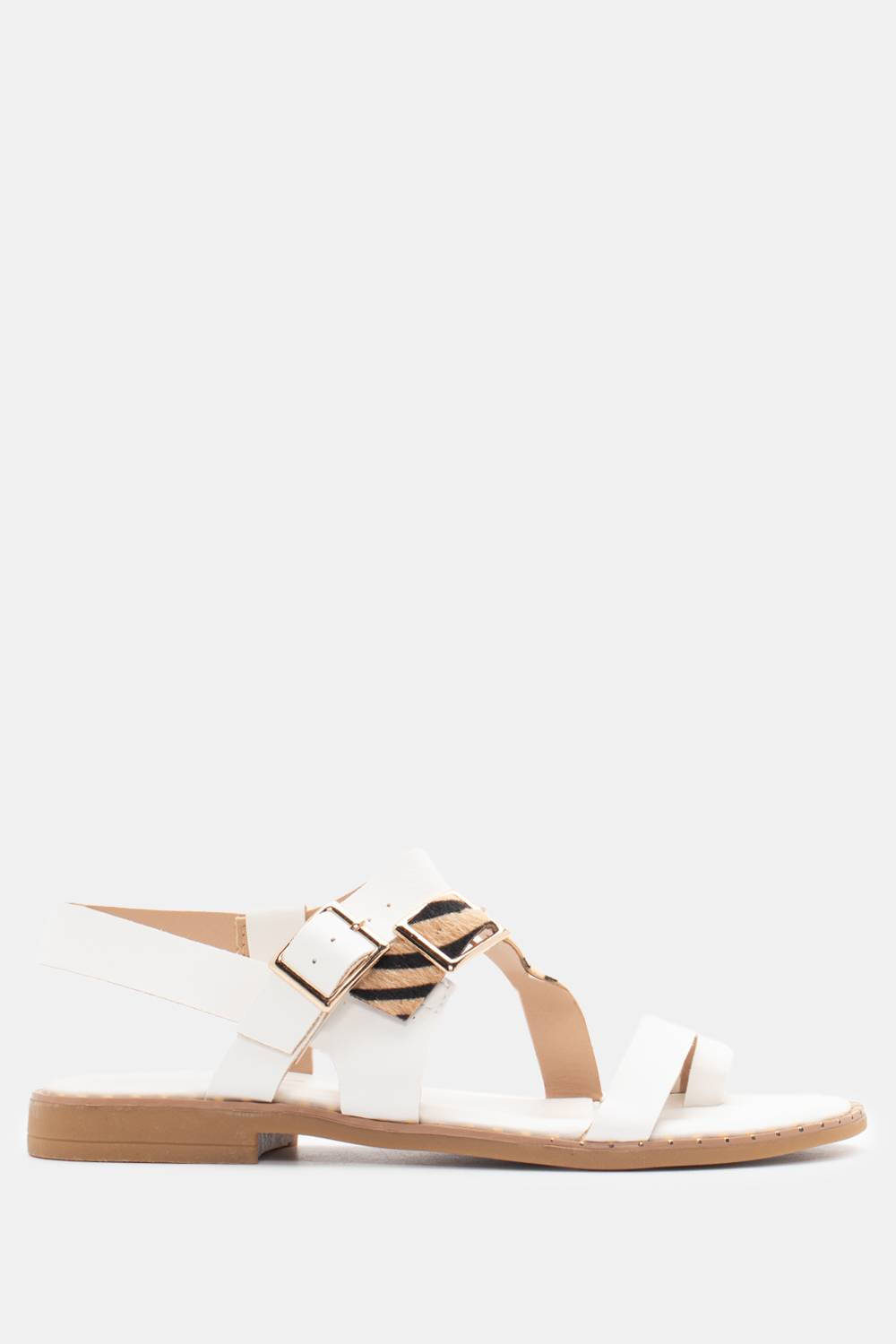 Flat Σανδάλια με Λουράκια & Τόκες - Λευκό