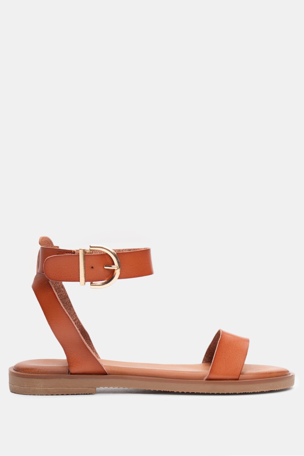 Flat Σανδάλια με Μπαρέτα - Κάμελ