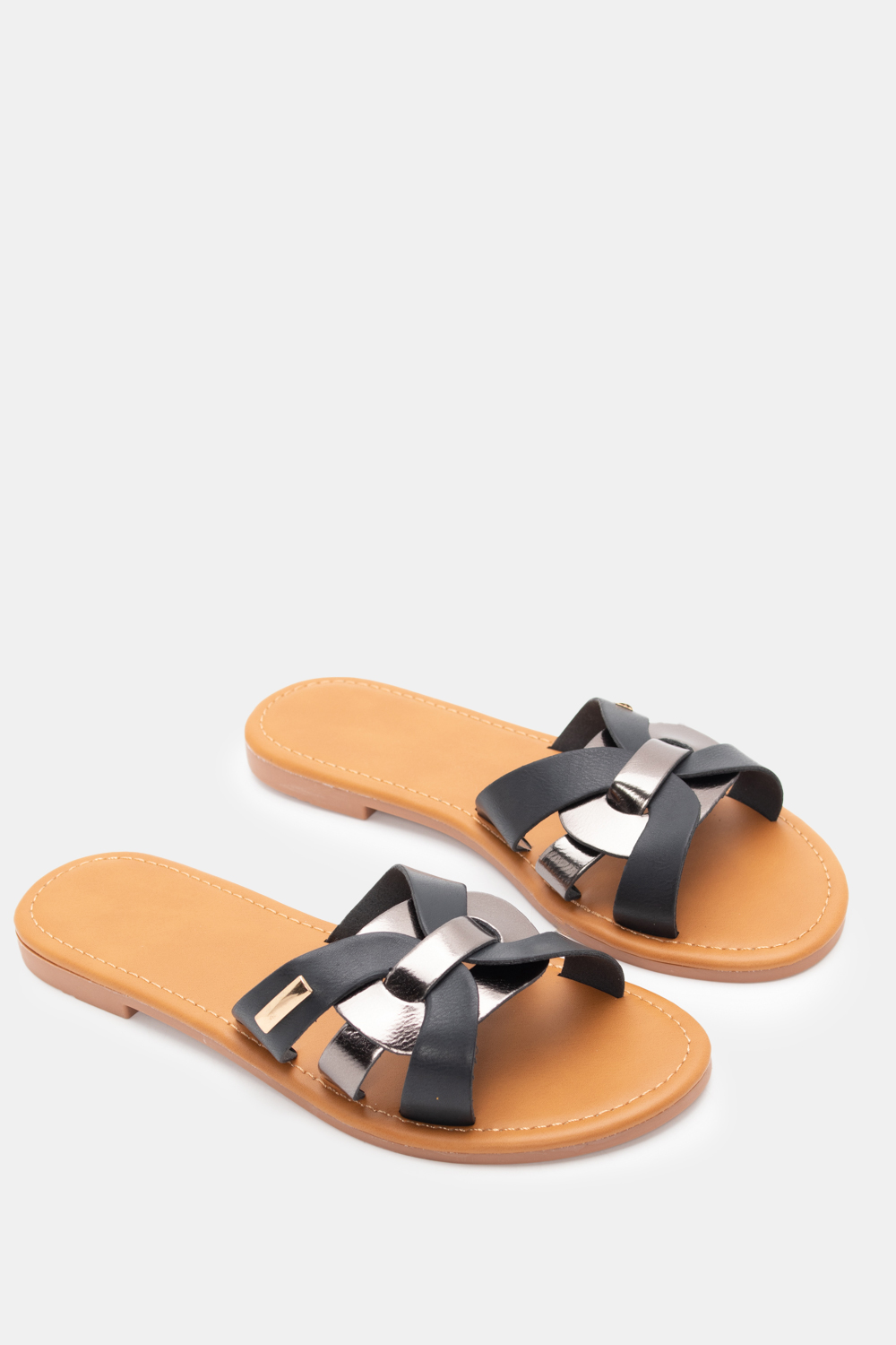 Flat Σανδάλια με Περίτεχνα Λουράκια - Μαύρο