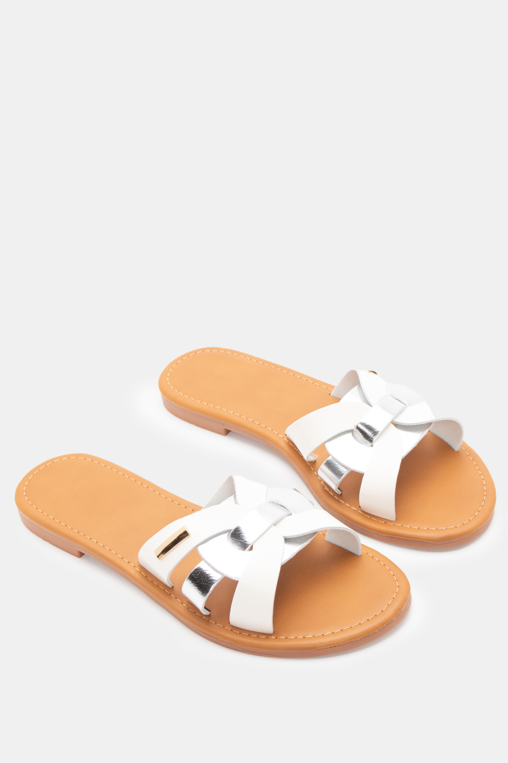 Flat Σανδάλια με Περίτεχνα Λουράκια - Λευκό