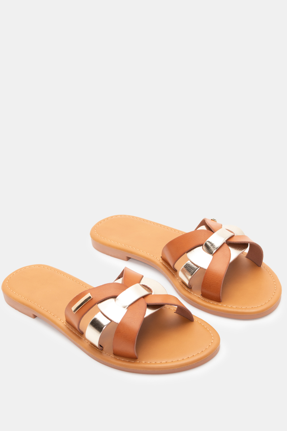 Flat Σανδάλια με Περίτεχνα Λουράκια - Καφέ