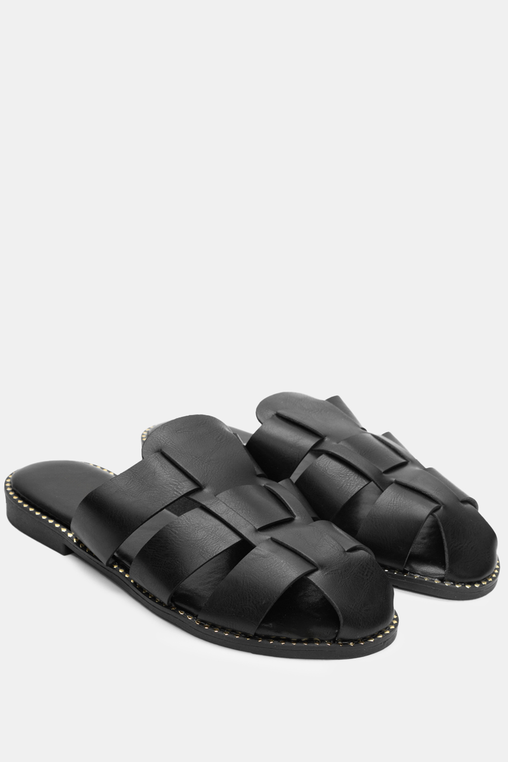 Flat Σανδάλια με Περίτεχνα Λουρία - Μαύρο