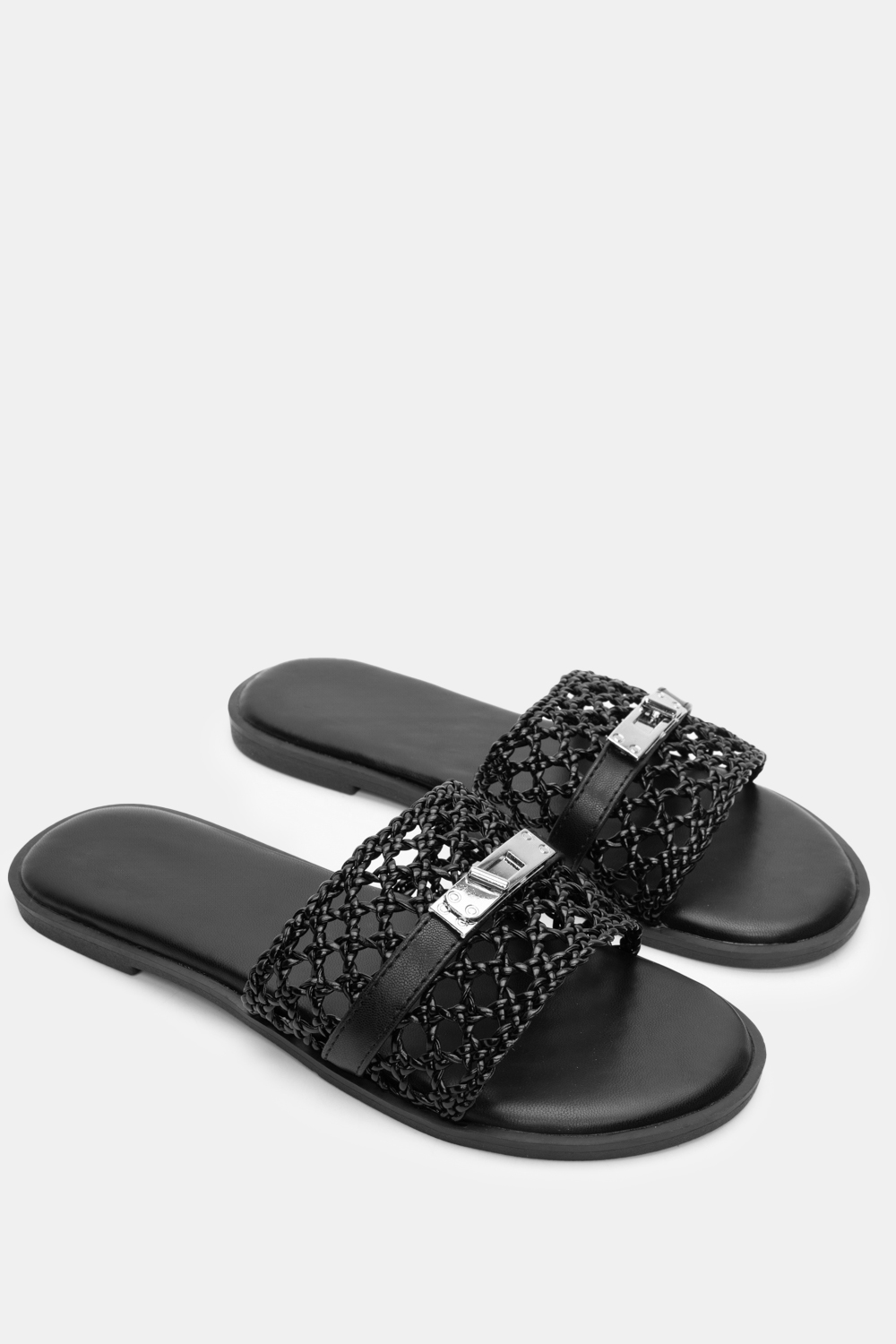 Flat Σανδάλια με Πλεκτή Φάσα & Διακοσμητικό Λουράκι - Μ