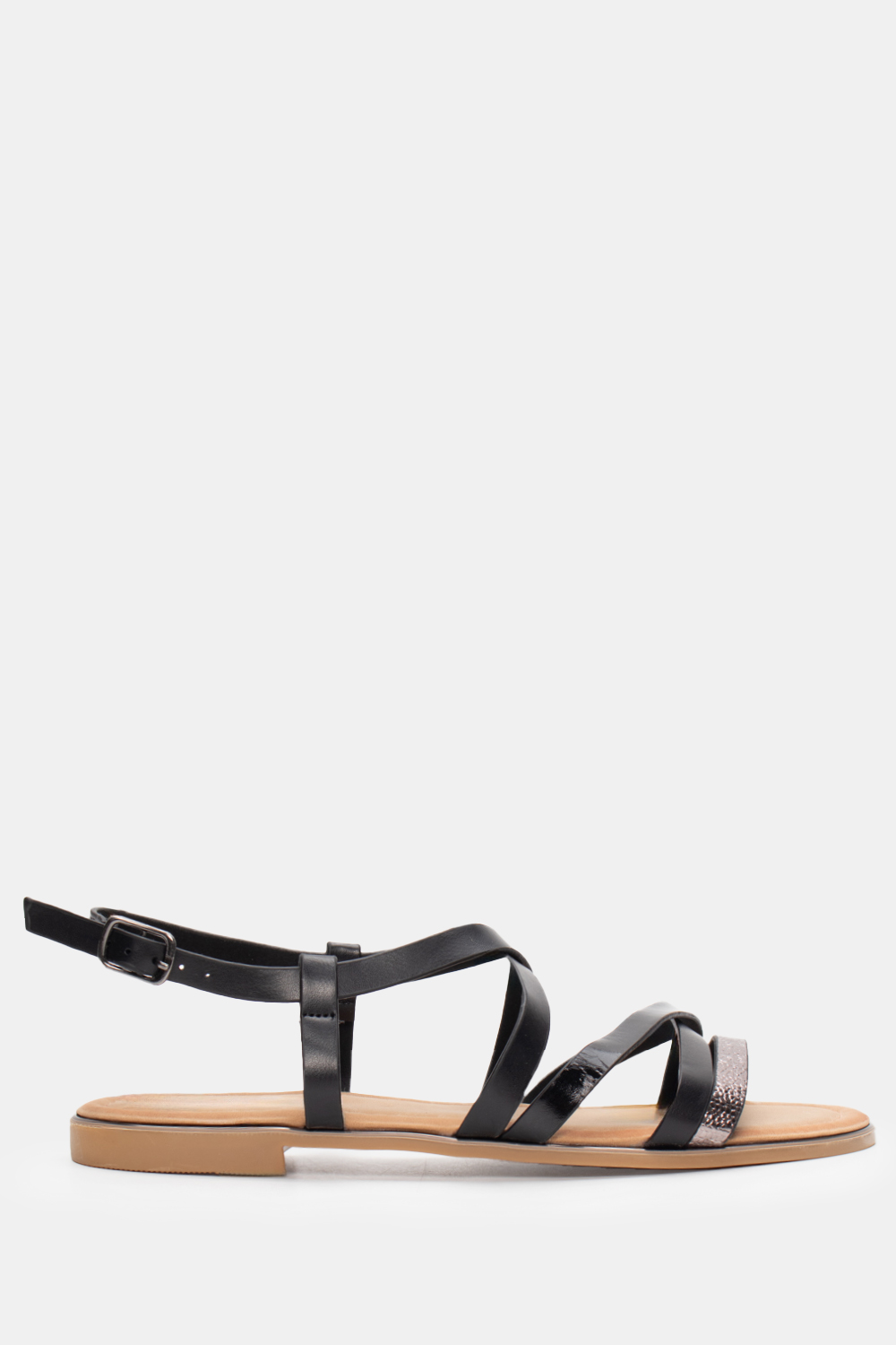 Flat Σανδάλια με Πολλαπλά Λουράκια - Μαύρο