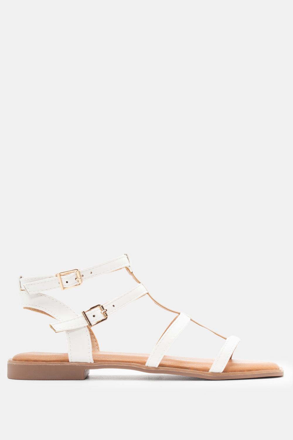 Flat Σανδάλια με Πολλαπλά Λουράκια - Λευκό