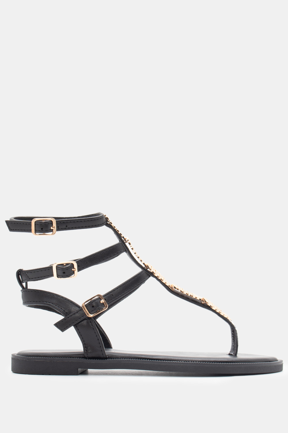 Flat Σανδάλια με Πολλαπλά Λουράκια με Διακοσμητικό - Μα