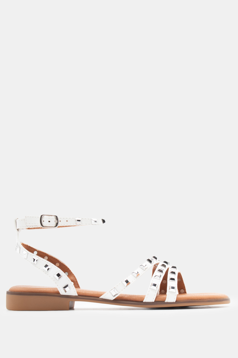 Flat Σανδάλια με Πολλαπλά Λουράκια & Τρούκς - Λευκό