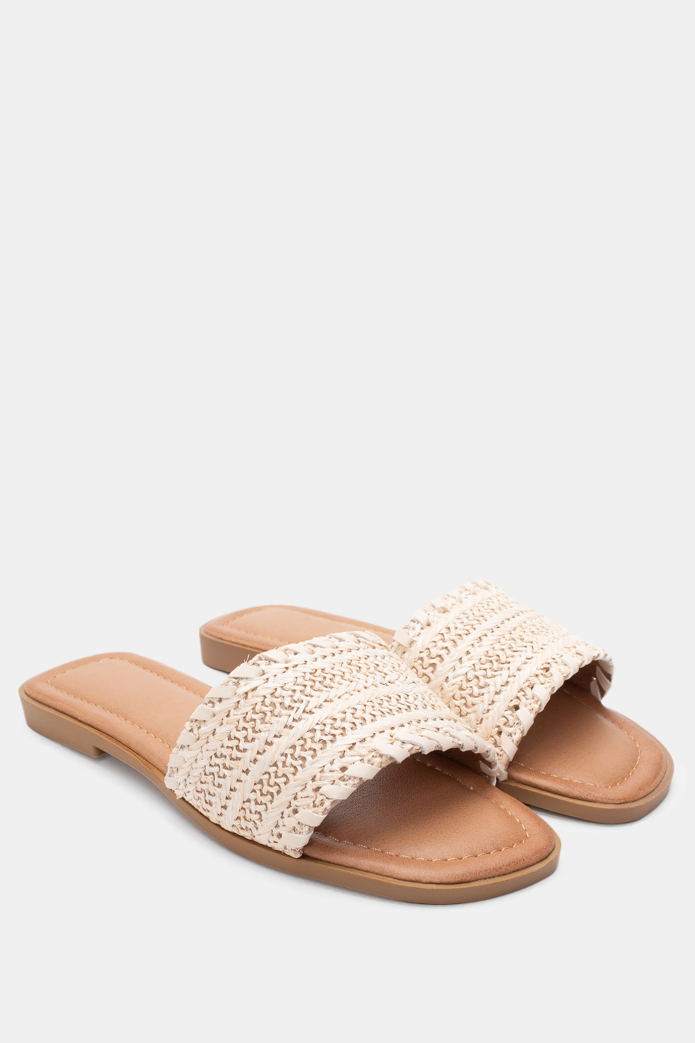 Flat Σανδάλια με Ψάθινη Φάσα - Μπεζ
