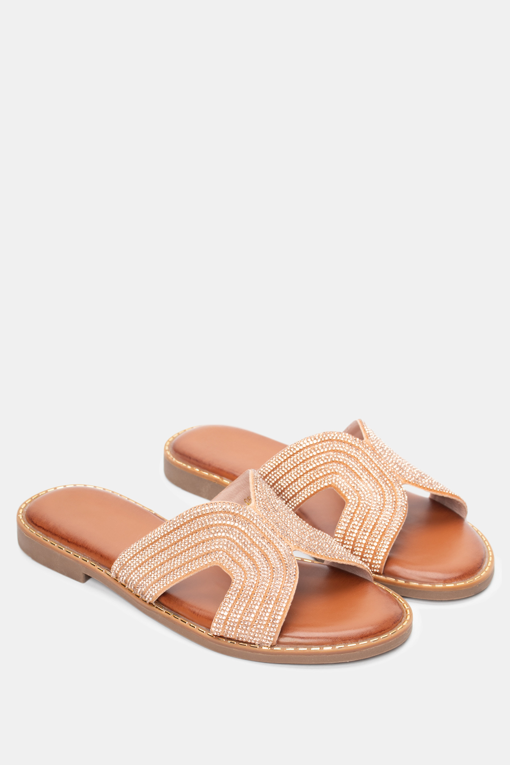 Flat Σανδάλια με Strass - Χαλκός