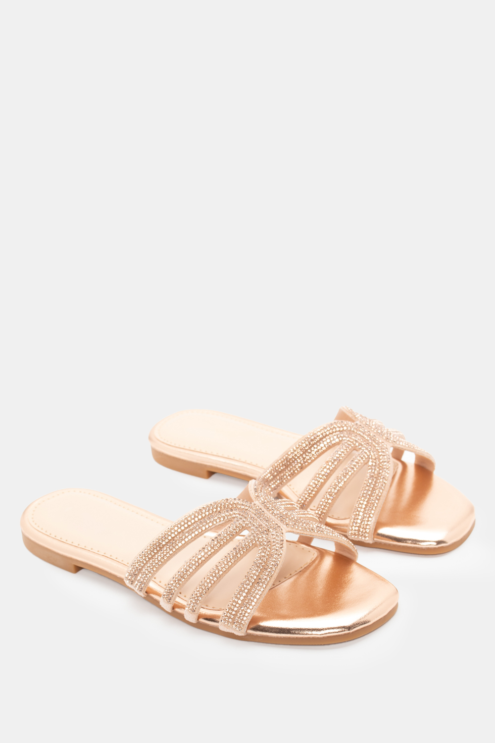 Flat Σανδάλια με Strass - Χαλκός