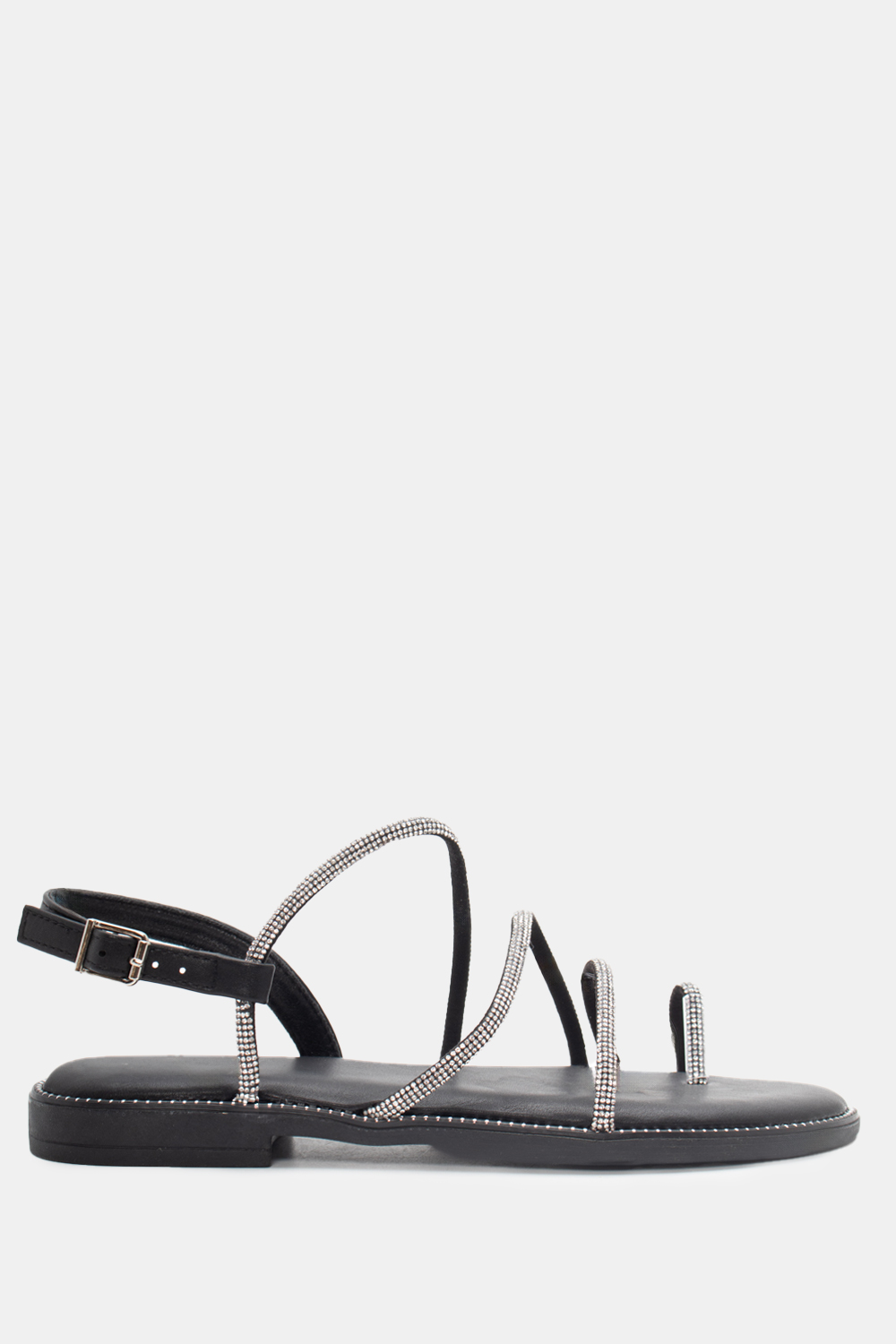 Flat Σανδάλια με Strass - Μαύρο