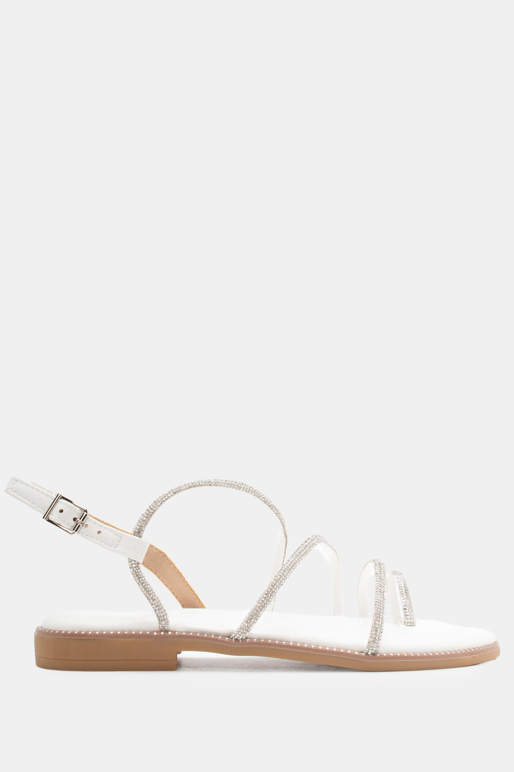 Flat Σανδάλια με Strass - Λευκό