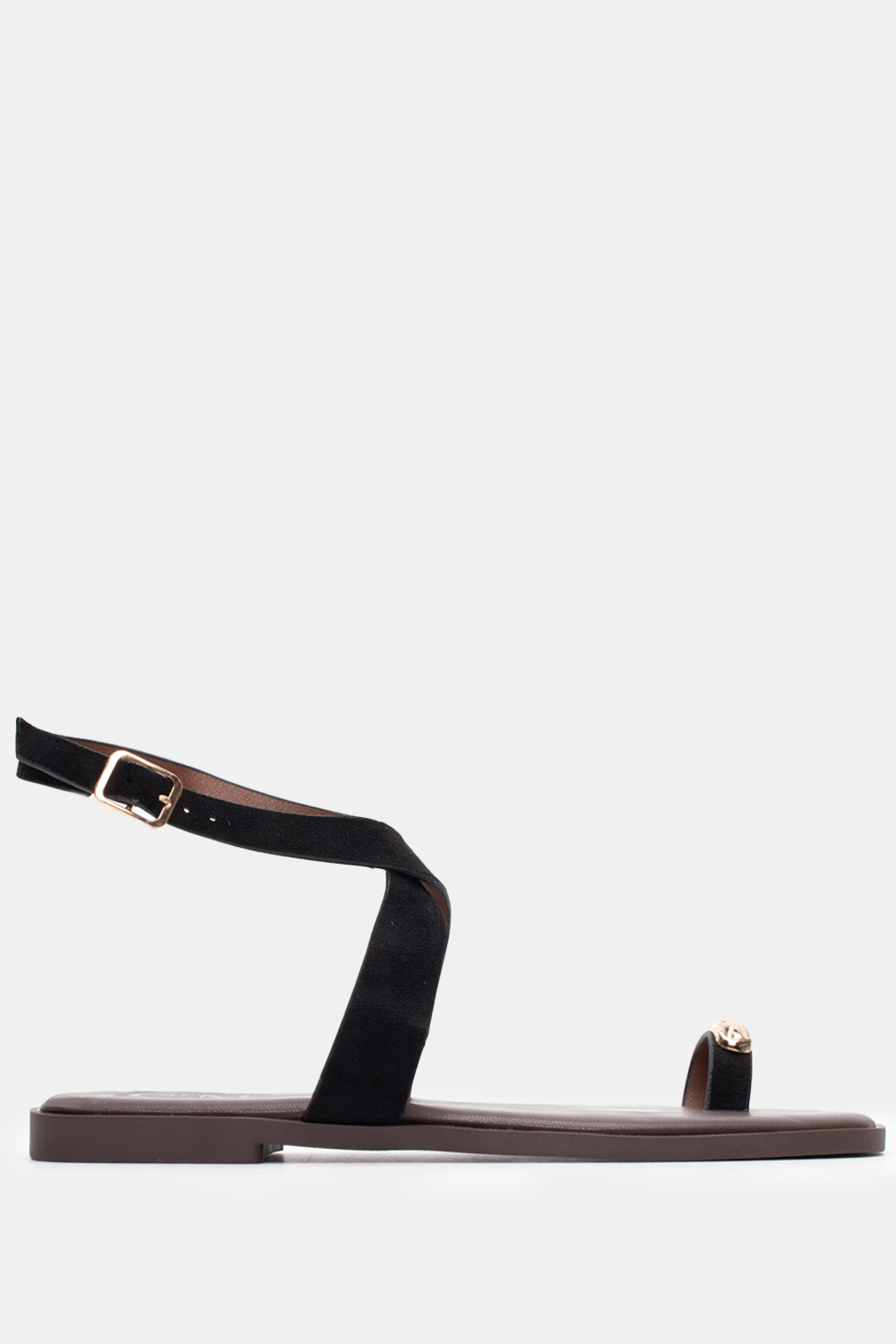 Flat Σανδάλια με Χιαστί Λουράκια - Μαύρο